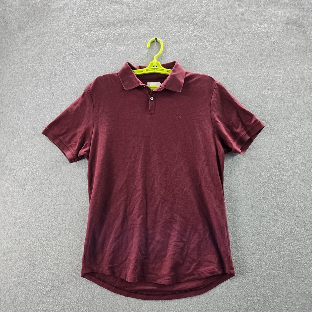 Cuts Men Polo M Red Curve-Hem Button Short Sleeve